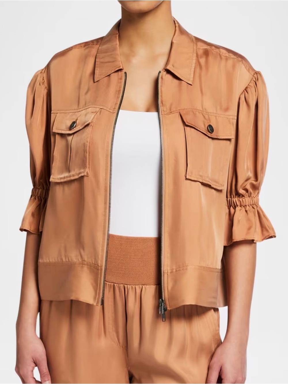 Cinq à Sept Holly Short-Sleeve Sateen Jacket